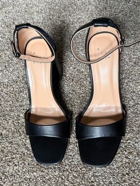 a new day Black Block-Heel Ankle-Strap Sandals
